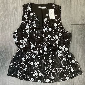 2/$15 Ricki’s Sleeveless Peplum Top Black White Size M NWT